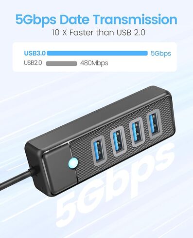 موزع USB 3.0، موزع USB بـ 4 منافذ مع كابل طويل 1.0 متر، محول موسع USB 3.0 متعدد المنافذ لأجهزة الكمبيوتر المحمول من النوع C، محرك فلاش، وحدة التحكم، لوحة المفاتيح، الماوس، محرك الأقراص الصلبة in Kuwait