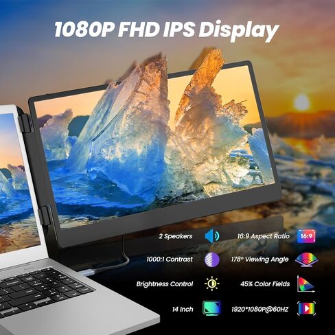 موسع شاشة الكمبيوتر المحمول domyfan 14 بوصة مع HUB/USB/HDMI التوصيل والتشغيل لنظام التشغيل Windows، MacOS M1 M2 M3 in Kuwait