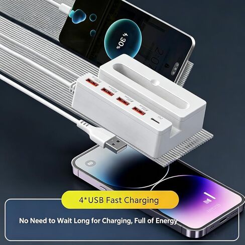 محطة شحن USB بخمسة منافذ مع حامل حامل، قاعدة شحن متعددة الأجهزة للهواتف والأجهزة اللوحية والإلكترونيات، شاحن سطح المكتب للمنزل والمكتب in Kuwait