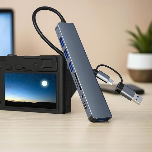 موزع USB-C 8 في 1 مع قارئ بطاقات إيثرنت وقاعدة توصيل USB 3.0 متوافقة مع أجهزة MacBook وiPad Pro in Kuwait
