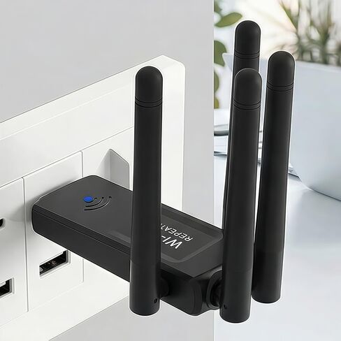 موسع واي فاي USB (300 ميجا بت في الثانية)، معزز نطاق الشبكة المحمولة، محول USB واي فاي لاسلكي لسطح المكتب والكمبيوتر الشخصي - 4 هوائيات عالية الكسب in Kuwait