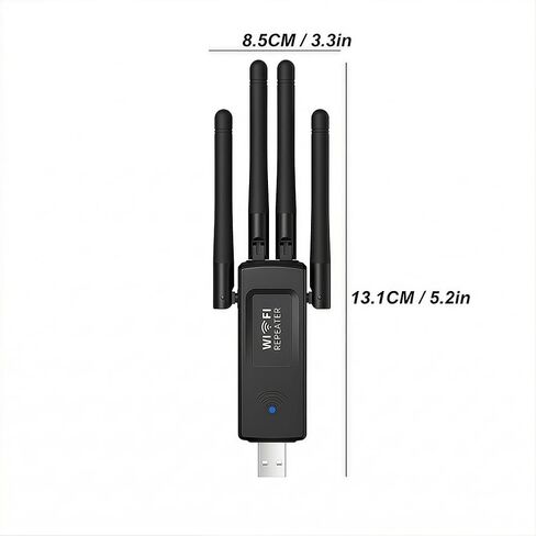 موسع واي فاي USB (300 ميجا بت في الثانية)، معزز نطاق الشبكة المحمولة، محول USB واي فاي لاسلكي لسطح المكتب والكمبيوتر الشخصي - 4 هوائيات عالية الكسب in Kuwait