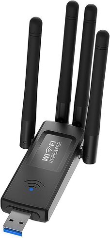 موسع واي فاي USB (300 ميجا بت في الثانية)، معزز نطاق الشبكة المحمولة، محول USB واي فاي لاسلكي لسطح المكتب والكمبيوتر الشخصي - 4 هوائيات عالية الكسب in Kuwait