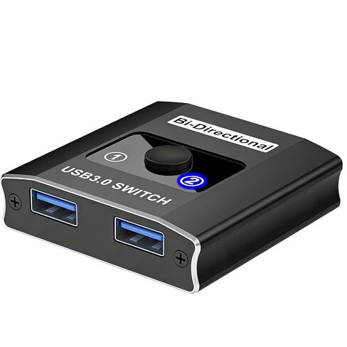 محول USB 3.0، محول USB ثنائي الاتجاه 1 في 2 مخرج/ 2 في 1 مخرج، محول USB من الألومنيوم 2 جهاز كمبيوتر يشارك أجهزة USB للطابعة ولوحة المفاتيح والماسح الضوئي والماوس، متوافق مع Win/Mac/Linux in Kuwait