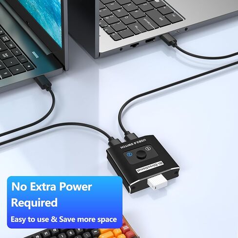 محول USB 3.0، محول USB ثنائي الاتجاه 1 في 2 مخرج/ 2 في 1 مخرج، محول USB من الألومنيوم 2 جهاز كمبيوتر يشارك أجهزة USB للطابعة ولوحة المفاتيح والماسح الضوئي والماوس، متوافق مع Win/Mac/Linux in Kuwait