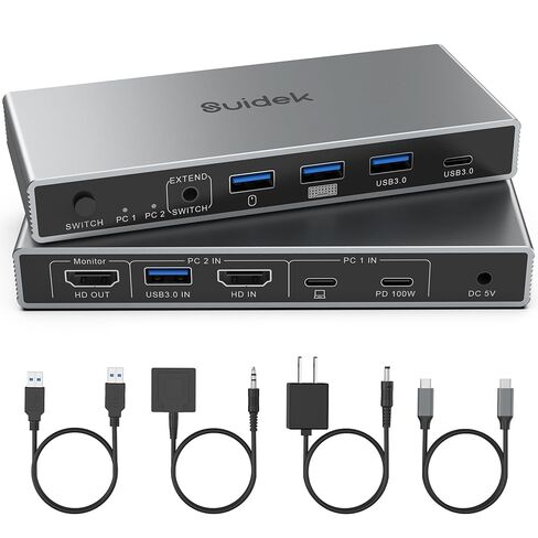 USB-C HDMI KVM Switch 1 Monitors 2 Computers & 2 Pack 4K HDMI Cable in Kuwait