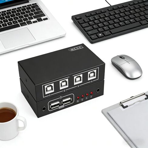 محول KVM بـ 4 منافذ USB، لوحة مفاتيح وماوس ووحدة تحكم في الألعاب - تحكم متعدد الأجهزة بنقرة واحدة لبث ألعاب DNF وإعداد محطة العمل المكتبية in Kuwait