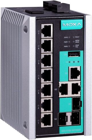MOXA EDS-510E-3GTXSFP-T Managed Gigabit Ethernet Switch with 7 x 10/100BaseTX Ports, and 3 x 10/100/1000BaseTX or 100/1000BaseSFP Combo Ports, -40 to 75°C Operating Temp. in Kuwait