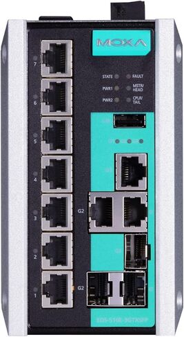 MOXA EDS-510E-3GTXSFP-T Managed Gigabit Ethernet Switch with 7 x 10/100BaseTX Ports, and 3 x 10/100/1000BaseTX or 100/1000BaseSFP Combo Ports, -40 to 75°C Operating Temp. in Kuwait