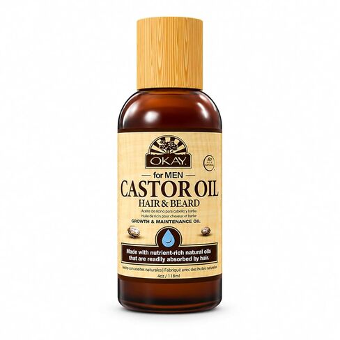 OKAY | Men's Castor Oil Beard and Hair Growth Oil Lightweight | For All Hair Types & Textures | Stimulates Hair Growth | Readily Absorbed | Free of Silicone & Paraben | 4 oz , brown in Saudi Arabia