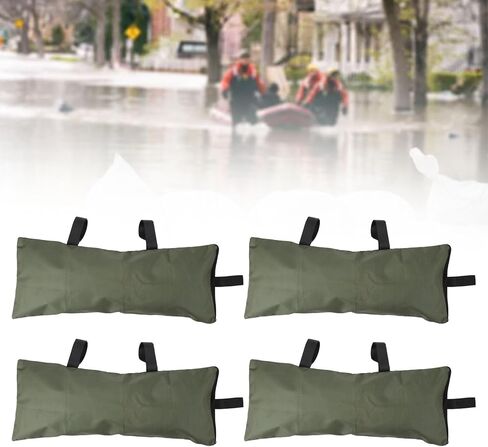 4pcs Flood Water Barrier Sand Bags Thickened Flood Prevention Sandbags for Flood Control 600D Oxford Cloth Canvas Green (Zipper Closure) in Kuwait