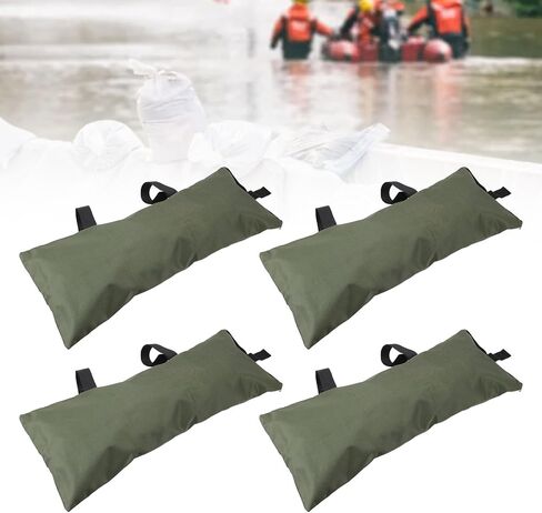 4pcs Flood Water Barrier Sand Bags Thickened Flood Prevention Sandbags for Flood Control 600D Oxford Cloth Canvas Green (Zipper Closure) in Kuwait