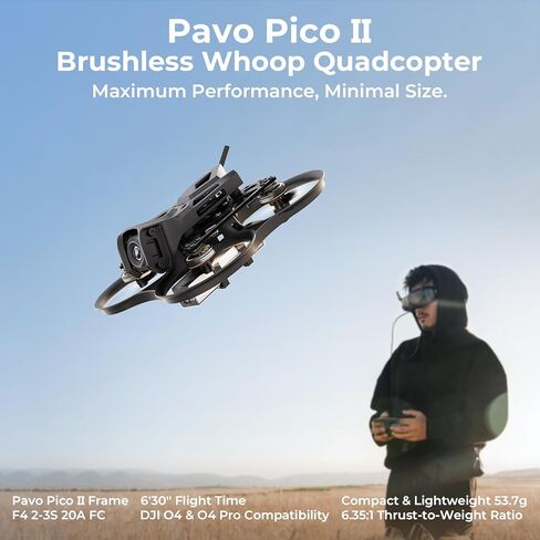 BETAFPV Pavo Pico II Brushless Whoop Drone, Ultra-Light 2S Cinewhoop with HD VTX Bracket II, F4 2S 20A AIO FC, 1102 14000KV Motor, Compatible with O4/O4 Pro VTX for Cruising Indoors Outdoors PNP ELRS in Kuwait