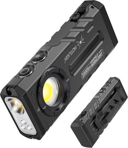HOTLIGH Dual Power Rechargeable Flashlight - 2000 High Lumens EDC Flashlight Compatible with Dry Cells & Lithium Batteries, Small LED Flashlight with Magentic Base for Outdoor,Travel,Work in Kuwait