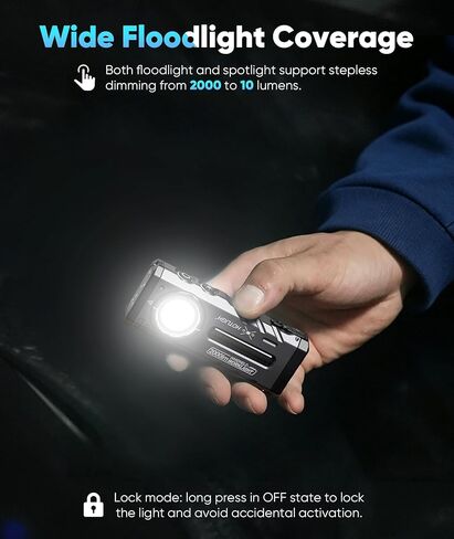 HOTLIGH Dual Power Rechargeable Flashlight - 2000 High Lumens EDC Flashlight Compatible with Dry Cells & Lithium Batteries, Small LED Flashlight with Magentic Base for Outdoor,Travel,Work in Kuwait