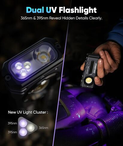 HOTLIGH Dual Power Rechargeable Flashlight - 2000 High Lumens EDC Flashlight Compatible with Dry Cells & Lithium Batteries, Small LED Flashlight with Magentic Base for Outdoor,Travel,Work in Kuwait