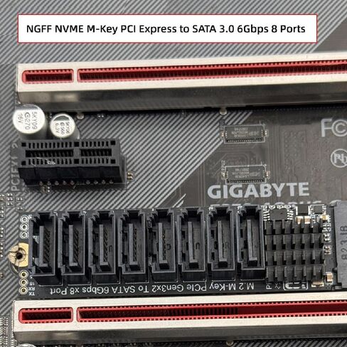 cablecc PCI Express NGFF NVME M-Key to 8 Ports Sata 6Gbps Adapter Converter Hard Drive Extension Card 2280 in Kuwait