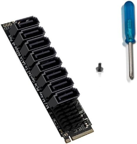 cablecc PCI Express NGFF NVME M-Key to 8 Ports Sata 6Gbps Adapter Converter Hard Drive Extension Card 2280 in Kuwait