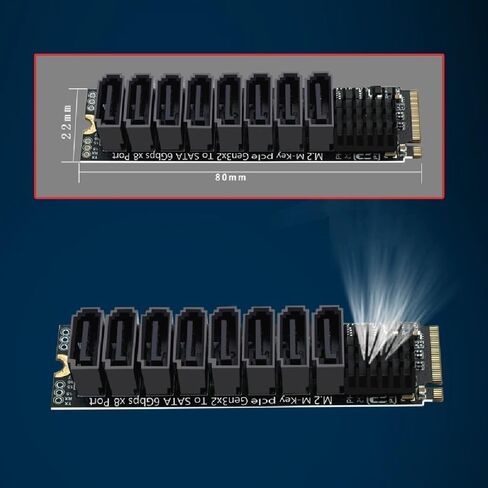 cablecc PCI Express NGFF NVME M-Key to 8 Ports Sata 6Gbps Adapter Converter Hard Drive Extension Card 2280 in Kuwait