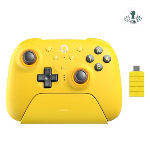 8Bitdo|AKNES Ultimate 2 وحدة تحكم بلوتوث للتبديل 1/2، Windows PC، وحدة تحكم Switch Pro مع عصا التحكم TMR، مشغلات اللمس/القاعة، مصدات L4/R4 قابلة للبرمجة، 2 زر مجداف خلفي، حلقة RGB، أصفر in Kuwait