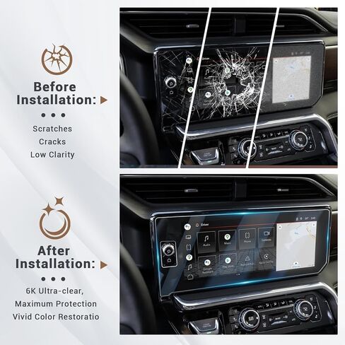 واقي شاشة من الزجاج المقسى عالي الدقة 2022-2026 GMC AT4X لـ AT4 GMC Sierra 1500/2500HD/3500HD (Denali/Denali Ultimate) 13.4 بوصة و12.3 بوصة غطاء شاشة لمس لملحقات 2026 AT4 GMC 2 حزمة in Kuwait