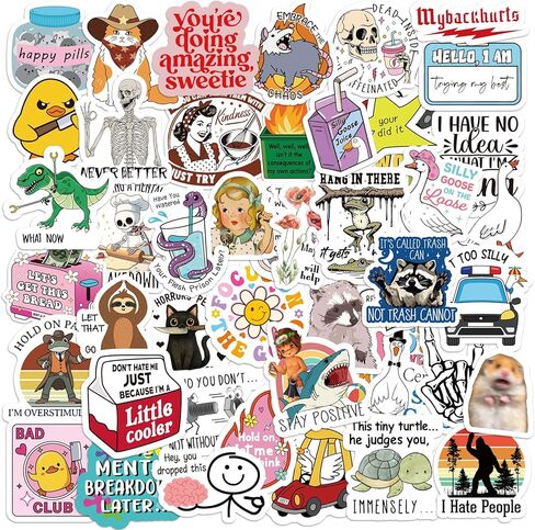 200 قطعة من ملصقات Frienda المضحكة للبالغين ملصقات ثلاثية الأبعاد مضحكة Dumpster Skeleton Duck ملصق فينيل مقاوم للماء للكمبيوتر المحمول، زجاجة مياه، الهاتف، الكتاب الإلكتروني، سجل القصاصات، الأمتعة، بدون تكرار in Kuwait