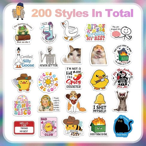 200 قطعة من ملصقات Frienda المضحكة للبالغين ملصقات ثلاثية الأبعاد مضحكة Dumpster Skeleton Duck ملصق فينيل مقاوم للماء للكمبيوتر المحمول، زجاجة مياه، الهاتف، الكتاب الإلكتروني، سجل القصاصات، الأمتعة، بدون تكرار in Kuwait