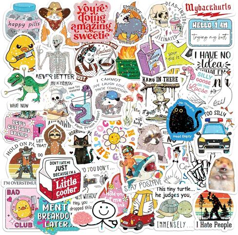 200 قطعة من ملصقات Frienda المضحكة للبالغين ملصقات ثلاثية الأبعاد مضحكة Dumpster Skeleton Duck ملصق فينيل مقاوم للماء للكمبيوتر المحمول، زجاجة مياه، الهاتف، الكتاب الإلكتروني، سجل القصاصات، الأمتعة، بدون تكرار in Kuwait