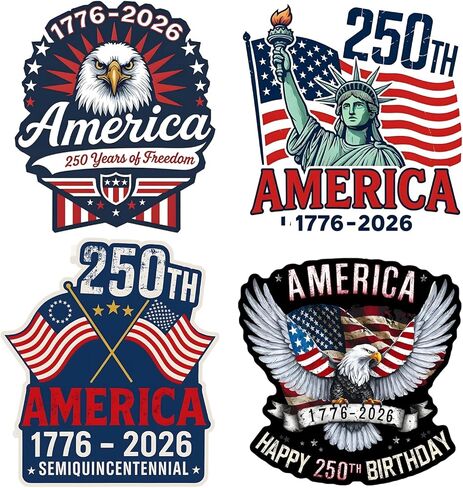 20 Pcs USA 250th Birthday Stickers 1776 2026, Waterproof Vinyl Decals, Statue of Liberty and Eagle, USA 250th Anniversary Decorations, for Car Laptop Water Bottle Bumper in Kuwait