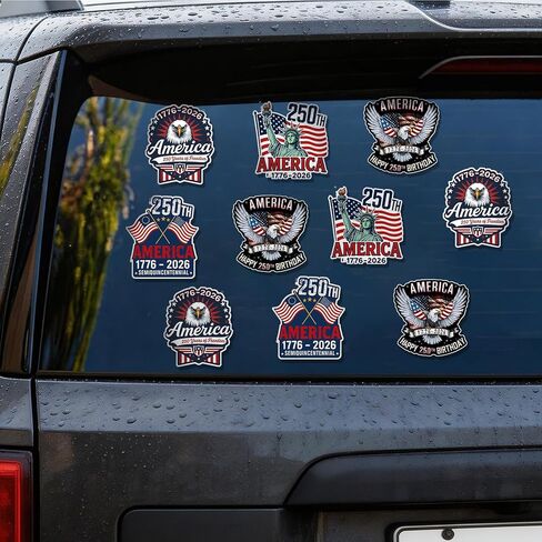 20 Pcs USA 250th Birthday Stickers 1776 2026, Waterproof Vinyl Decals, Statue of Liberty and Eagle, USA 250th Anniversary Decorations, for Car Laptop Water Bottle Bumper in Kuwait