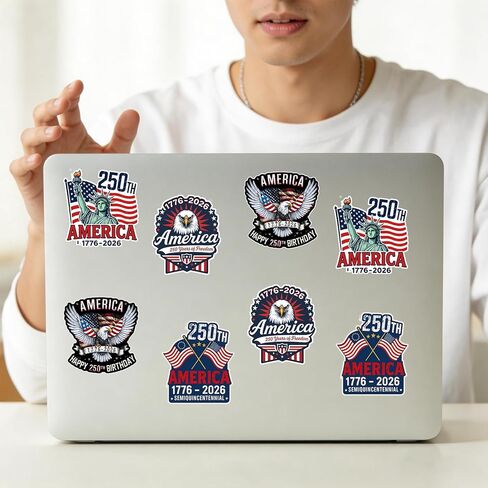 20 Pcs USA 250th Birthday Stickers 1776 2026, Waterproof Vinyl Decals, Statue of Liberty and Eagle, USA 250th Anniversary Decorations, for Car Laptop Water Bottle Bumper in Kuwait