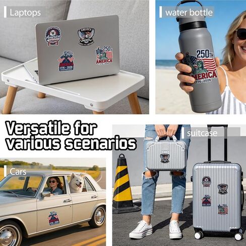 20 Pcs USA 250th Birthday Stickers 1776 2026, Waterproof Vinyl Decals, Statue of Liberty and Eagle, USA 250th Anniversary Decorations, for Car Laptop Water Bottle Bumper in Kuwait