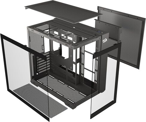 Redragon - GC-623 - ATX Gaming PC Case - Micro-ATX, Mini-ITX (Support backplug Mother Board) - 270 Degree Full View Tempered Glass in Kuwait