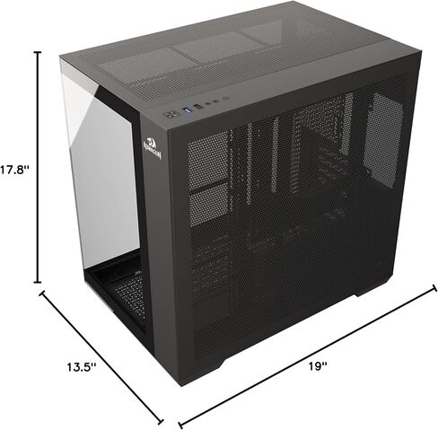 Redragon - GC-623 - ATX Gaming PC Case - Micro-ATX, Mini-ITX (Support backplug Mother Board) - 270 Degree Full View Tempered Glass in Kuwait
