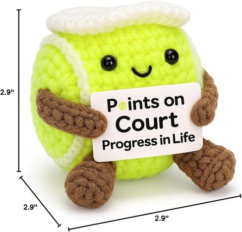 Positive Crochet Tennis Ball with Encouragement Card Positive Crochet Doll Handmade Tennis Gifts for Women Men Sports Lover Party Decorations (Tennis Ball) in Saudi Arabia