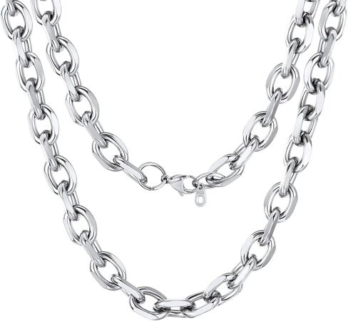 316L Stainless Steel Chain for Men/Women, Cable Link Necklace, 3/5/7/9/12MM Width, 18-30" (Send Gift Box) in Kuwait