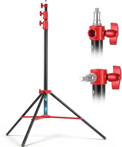 SH Light Stand Photography, 9.1ft/280cm Air Cushioned Studio Light Stand, Heavy Duty Metal Photo Video Tripod Stand with 1/4" to 3/8" Screw for Strobe, Camera, Ring Light, Softbox, Max Load 22lb/10kg in Saudi Arabia