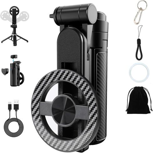 4-in-1 Multifunctional 360° Rotation Magnetic Selfie Stick Universal Magnetic Phone Tripod with Wireless Remote,Portable Extendable Mag Tripod,for Video Recording & Vlog,for iPhone & Android in Kuwait