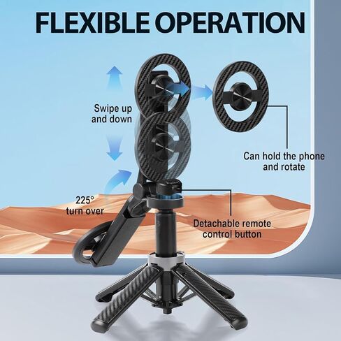 4-in-1 Multifunctional 360° Rotation Magnetic Selfie Stick Universal Magnetic Phone Tripod with Wireless Remote,Portable Extendable Mag Tripod,for Video Recording & Vlog,for iPhone & Android in Kuwait