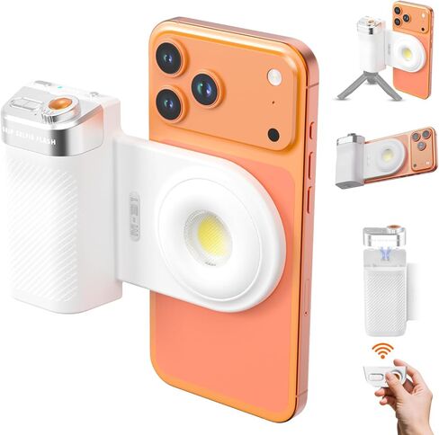 Phone Flash Fill Light, Magnetic Attachment for Mobile Phones, Built-in Handle with Focus Knob, Portable LED Light Phone Photography, Vlog & Live Streaming in Kuwait