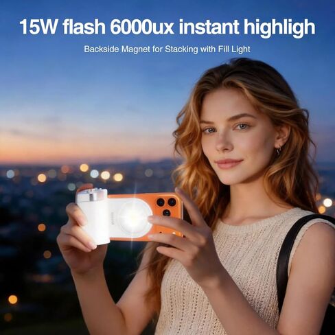 Phone Flash Fill Light, Magnetic Attachment for Mobile Phones, Built-in Handle with Focus Knob, Portable LED Light Phone Photography, Vlog & Live Streaming in Kuwait