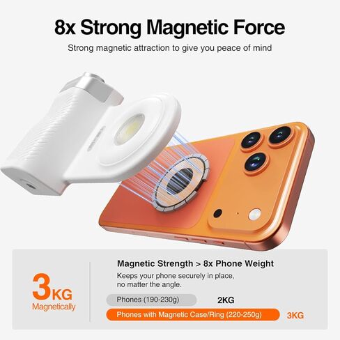 Phone Flash Fill Light, Magnetic Attachment for Mobile Phones, Built-in Handle with Focus Knob, Portable LED Light Phone Photography, Vlog & Live Streaming in Kuwait