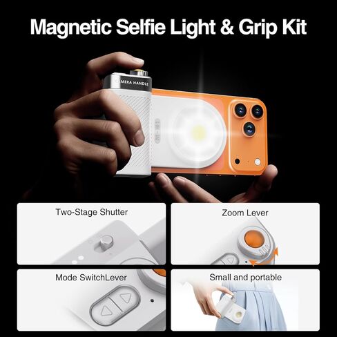 Phone Flash Fill Light, Magnetic Attachment for Mobile Phones, Built-in Handle with Focus Knob, Portable LED Light Phone Photography, Vlog & Live Streaming in Kuwait