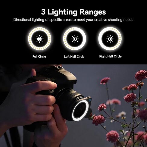 APEXEL Macro Lens Ring Light, 32 High CRI LEDs with 45 Lighting Modes for 37mm/52mm Thread, Ideal for APEXEL 100mm SLR Macro Lens Attachments in Kuwait