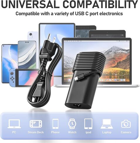شاحن كمبيوتر محمول USB C بقوة 130 واط متوافق مع Dell XPS 15 9520 9530 17 9720 9730، Precision 3470 3480 3490 3541 3551 3560 3561 3570، Latitude 5401 5411 5421 5431 5501 5511 5520 5521 5531 in Kuwait