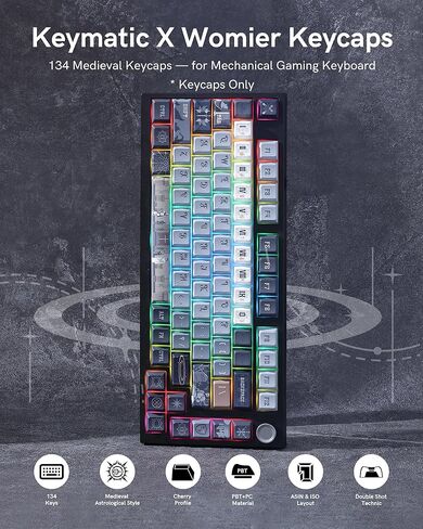Keymatic Keycaps, PBT Keycap Medieval Roman Style 60 65 75 100 Percent, 134 Keys Set Custom Key caps Set Cherry Profile,for 61/68/84/87/98/100 Cherry Gateron MX Mechanical(Only Keycap Set) in Kuwait
