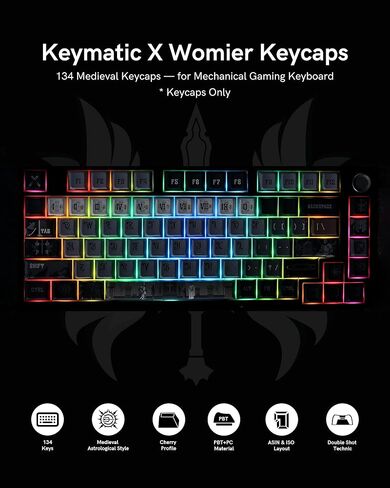 Keymatic Keycaps, PBT Keycap Medieval Roman Style 60 65 75 100 Percent, 134 Keys Set Custom Key caps Set Cherry Profile,for 61/68/84/87/98/100 Cherry Gateron MX Mechanical(Only Keycap Set) in Kuwait
