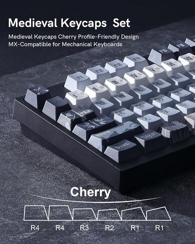Keymatic Keycaps, PBT Keycap Medieval Roman Style 60 65 75 100 Percent, 134 Keys Set Custom Key caps Set Cherry Profile,for 61/68/84/87/98/100 Cherry Gateron MX Mechanical(Only Keycap Set) in Kuwait