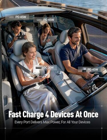 LISEN 90W for iPhone 17 16 15 Pro Max Car Charger USB C Fast Charge, Super Fast for iPhone 15 16 17 Pro Car Charger Type C Adapter for iPhone 17/17 Pro/Air/17e/16/15 Pro Max/Plus/16e, iPad in Kuwait