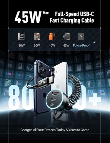 LISEN 90W for iPhone 17 16 15 Pro Max Car Charger USB C Fast Charge, Super Fast for iPhone 15 16 17 Pro Car Charger Type C Adapter for iPhone 17/17 Pro/Air/17e/16/15 Pro Max/Plus/16e, iPad in Kuwait